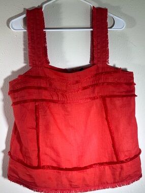 J. Crew Bright Orange Ruffled Sleeveless Top